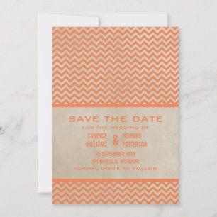 Save The Date Orange Chic Chevron Enregistrer l'Invitation de da