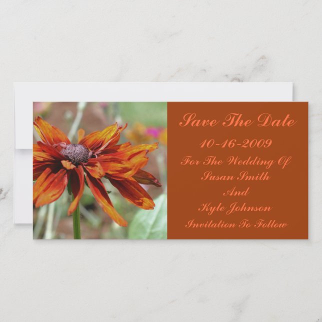 Save The Date Orange Daisy Flower Wedding Enregistrer La Date (Devant)