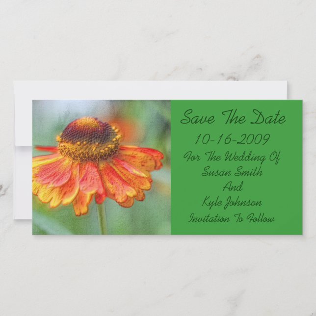 Save The Date Orange Daisy Mariage Floral Enregistrer La Date (Devant)