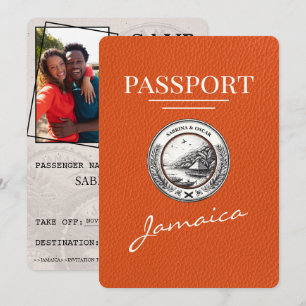 Save The Date Orange Jamaica Passport Enregistrer La Date