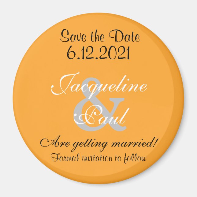 Save the Date Orange Magnets (Front)
