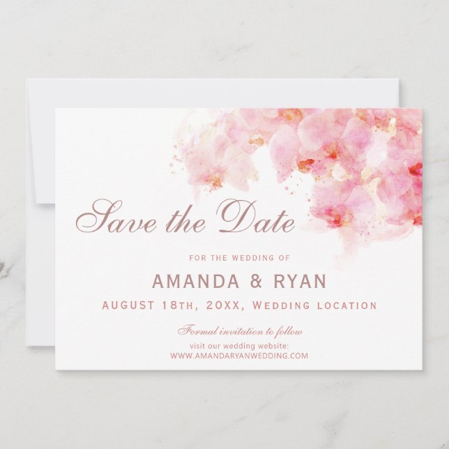 Save The Date Orange Mariage Floral Orange Orchid (Devant)