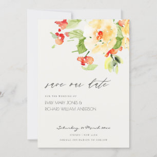 SAVE THE DATE ORANGE ROSE ROSE ROSE EAU COULEUR FLORAL ENREGISTR