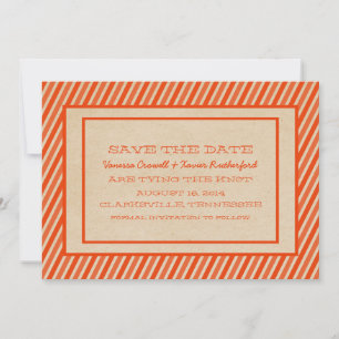 Save The Date Orange Trendy Stripes Enregistrer l'Invitation de 