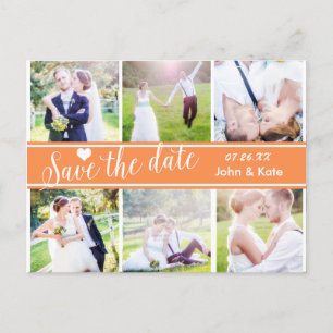 SAVE THE DATE Orange Wedding 6 PHOTO Postcard