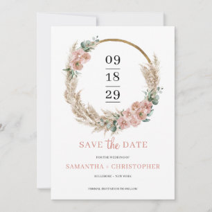 Save The Date Orchidée Rose à pâte de Pampas Eucalyptus S