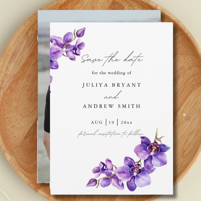 Save The Date Orchidée violette photo simple (Créateur téléchargé)