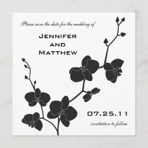 Save The Date Orchidées Enregistrer la date - Noir et Blanc