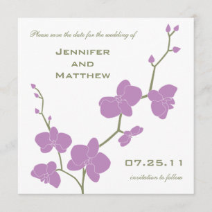 Save The Date Orchidées Sauvez la Date - Vintage Olive et Violet