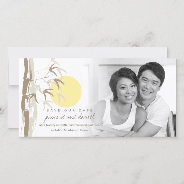Save The Date Oriental Yellow Sunrise Bamboo Zen Enregistrer La  (Devant)