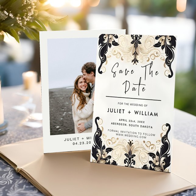 Save The Date Ornat Retro Arabe Exotique Bold Mariage damassé (Créateur téléchargé)