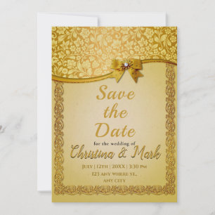 Save The Date Ornate Elegant Retro Fleurs Abstraites et Feuilles