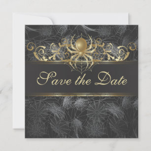 Save The Date Ornate Golden Spiders Enregistrer la date Invitati