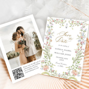 Save The Date Ornate Grace Pastel Blush Floral Photo Mariage
