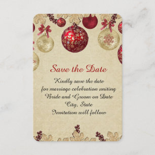 Save The Date Ornements de vacances Gold/Red Winter Enregistrer 