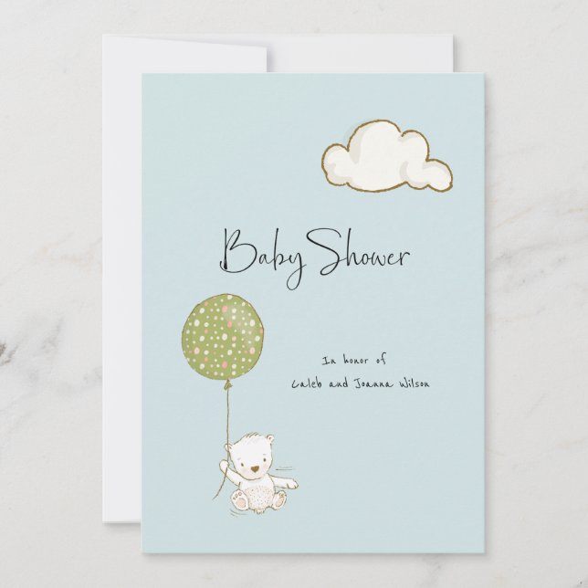 Save The Date Ours de Baby shower virtuel pour garçon ou fille (Devant)