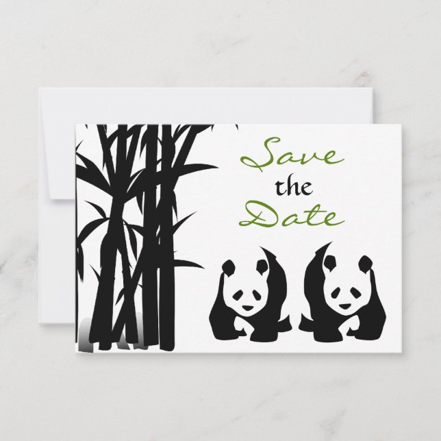 Save The Date Ours Panda et Bambou Mariage Enregistrer la Date (Devant)