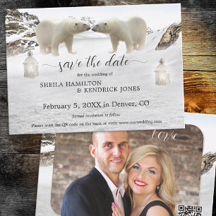 Save The Date Ours polaire QR Code photo hiver Enregistrer la ca