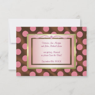Save The Date P6 Pink Brown Soie Polka Point Enregistrer la cart