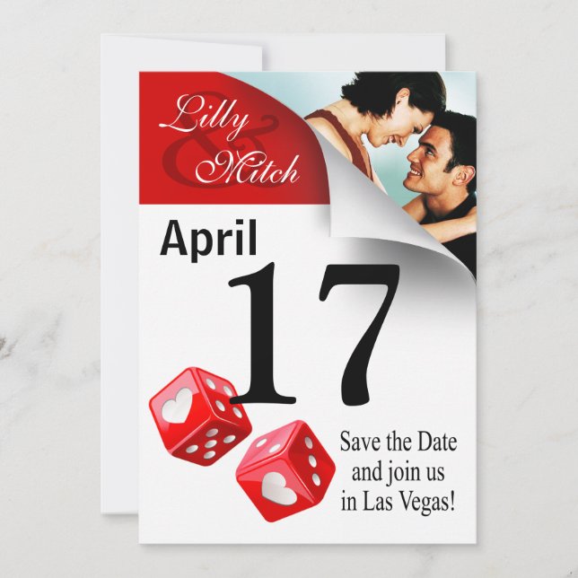 Save The Date Page Calendrier Enregistrer la date Las Vegas Phot (Devant)