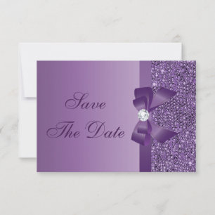 Save The Date Paillettes imprimées par pourpre épousant des