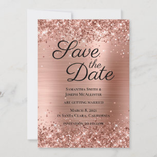 Save The Date Paillettes Rose Gold Ombre Foil