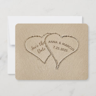 Save The Date paire coeurs dans plage sable-Enregistrer la date