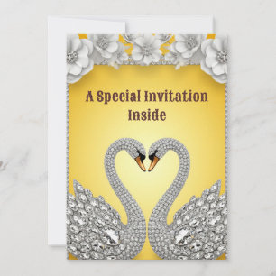 Save The Date Paire de cygnes de cristal Disposition romantique