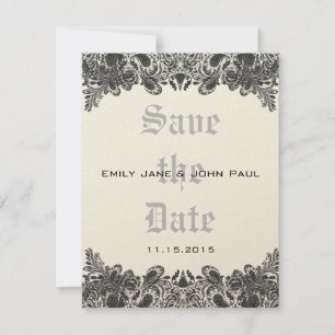 Save The Date Paisley Black & Ivory Mariage damassé Enregistrer 