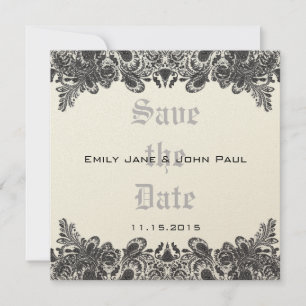 Save The Date Paisley Black & Ivory Mariage damassé Enregistrer 
