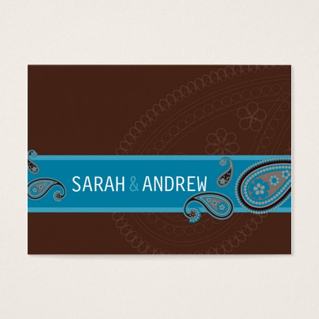 SAVE THE DATE :: Paisley - choc & teal (Front)