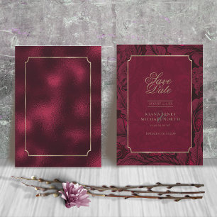 Save The Date Paisley Mariage officiel Burgundy ID767