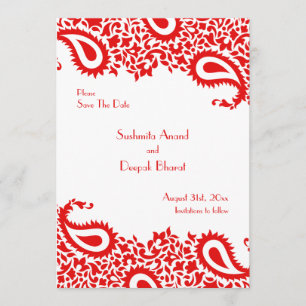 Save the Date Paisleys Elegant Indian Flat Card