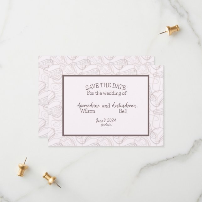 Save The Date Pale Bourgogne Mariage Abstrait (Devant/Arrière en situation)