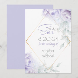 Save the date   Pale Lilac Aquarelle Peonies