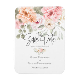 Save the Date Pale Pink Cottage Peonies Magnet