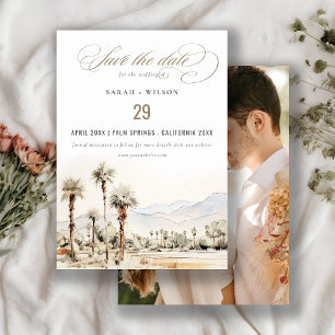 Save The Date Palm Springs Californie Aquarelle photo Mariage