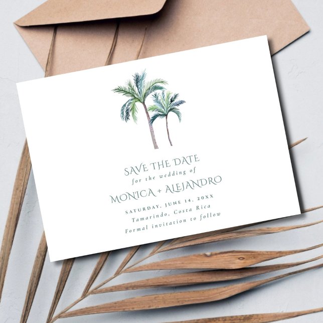 Save The Date Palm Tree Beach Tropical Mariage Photo (Tropical Palm Tree Beach Wedding Photo Save The Date)