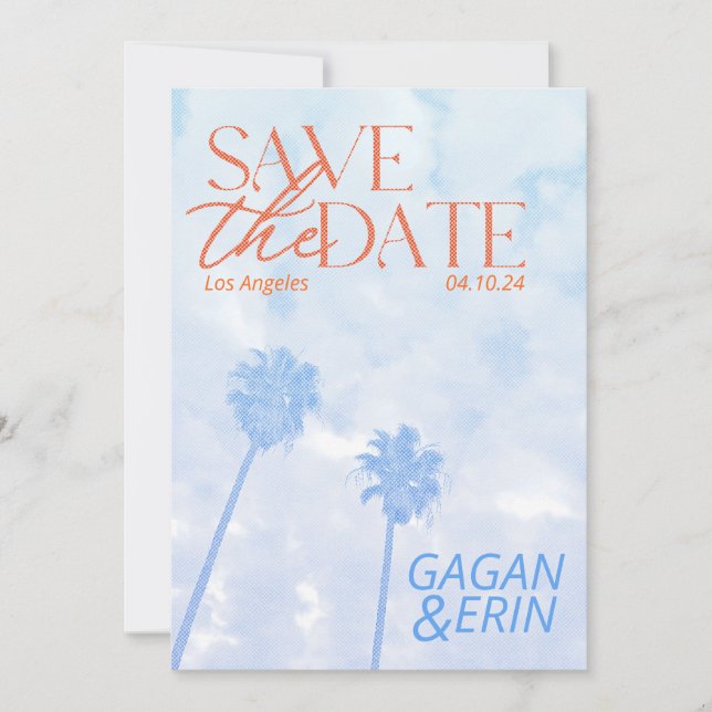 Save The Date Palm Tree De Los Angeles Sauvegardez La Date. Vint (Devant)