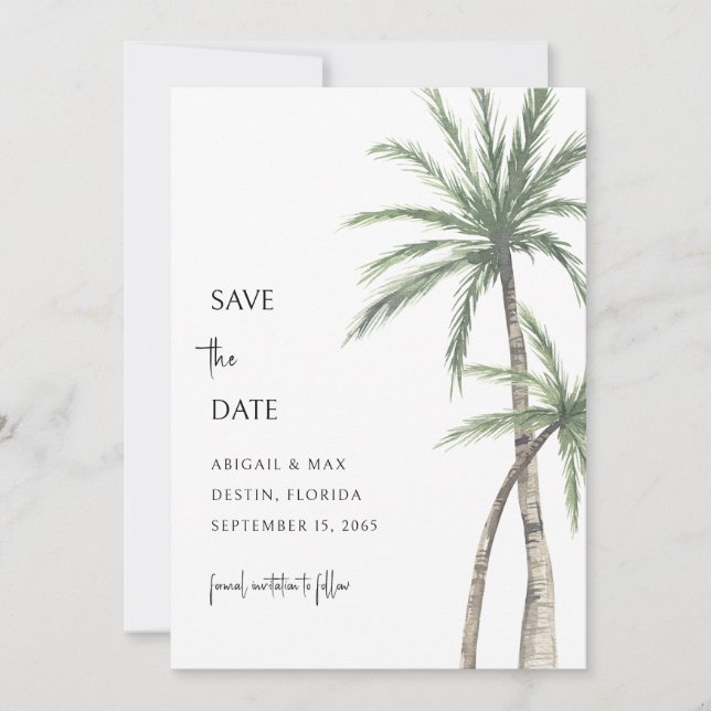Save The Date Palm Tree Destination Enregistrer la date (Devant)