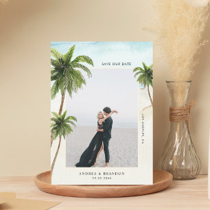 Save The Date Palm Tree Destination Tropicale Ocean Beach Mariag