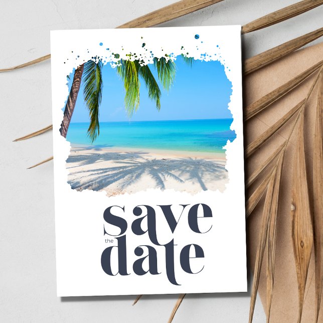 Save The Date Palm Tree Plage tropicale Mariage (Palm Tree Tropical Beach Wedding Save The Date)