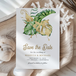 Save The Date Palme Tropicale Monstera Photo Mariage