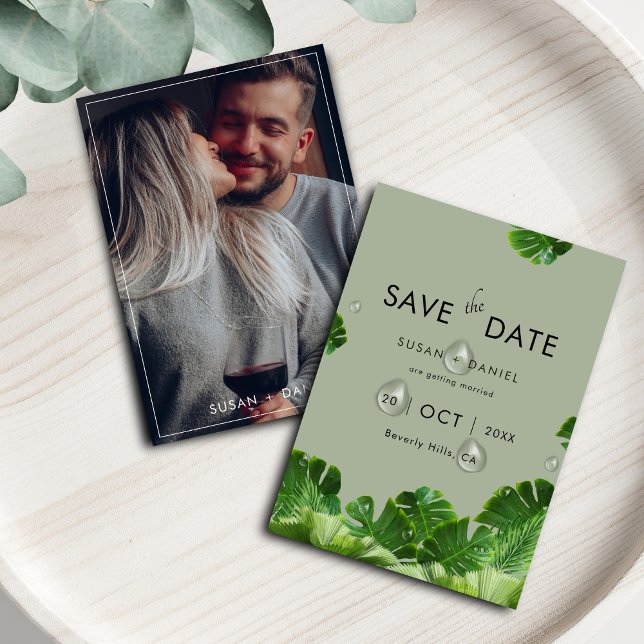 Save The Date Palme tropicale sauvage Feuille & photo Mariage mo (Créateur téléchargé)