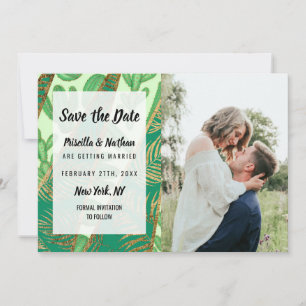 Save The Date Palmette moderne de cactus de vert d'or