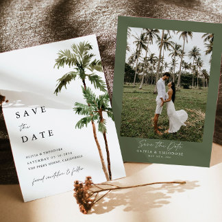 Save The Date Palmier Destination Tropicale Photo Dos Mariage