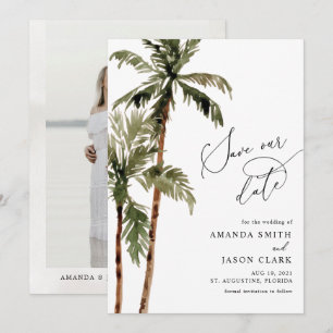 Save The Date Palmier Île Tropicale Plage Minimale Enregistrer L