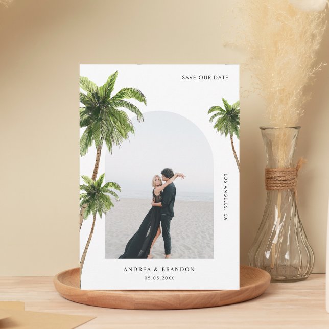 Save The Date Palmier Tropical Photo de voûte Mariage de destina (Créateur téléchargé)