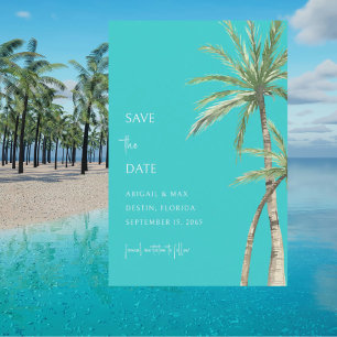 Save The Date Palmier Turquoise Destination Enregistrer la date