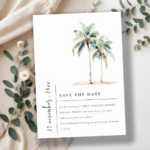 Save The Date Palmiers minimaux Aquarelle Mariage tropical